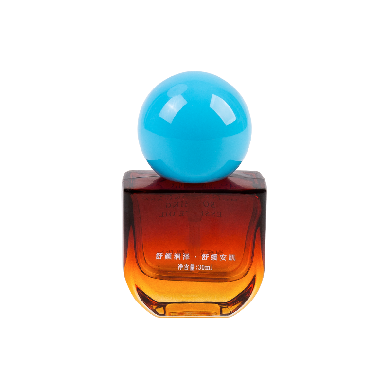 Buidéal gloine 30ml ómra le caipín spéir gorm ABS