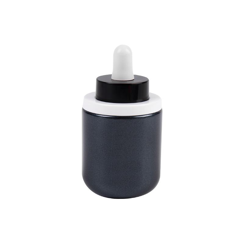 Buidéal dropper gloine 30ml dubh le caipín ABS